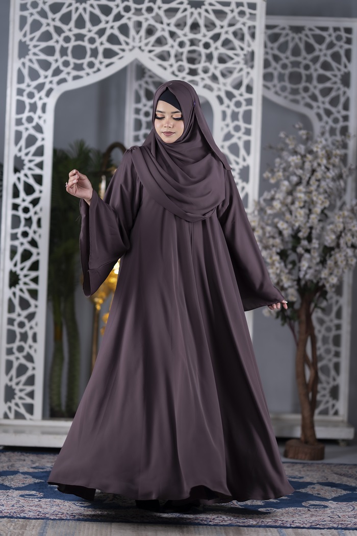 Premium Front-Zipper Only Abaya-Coffee